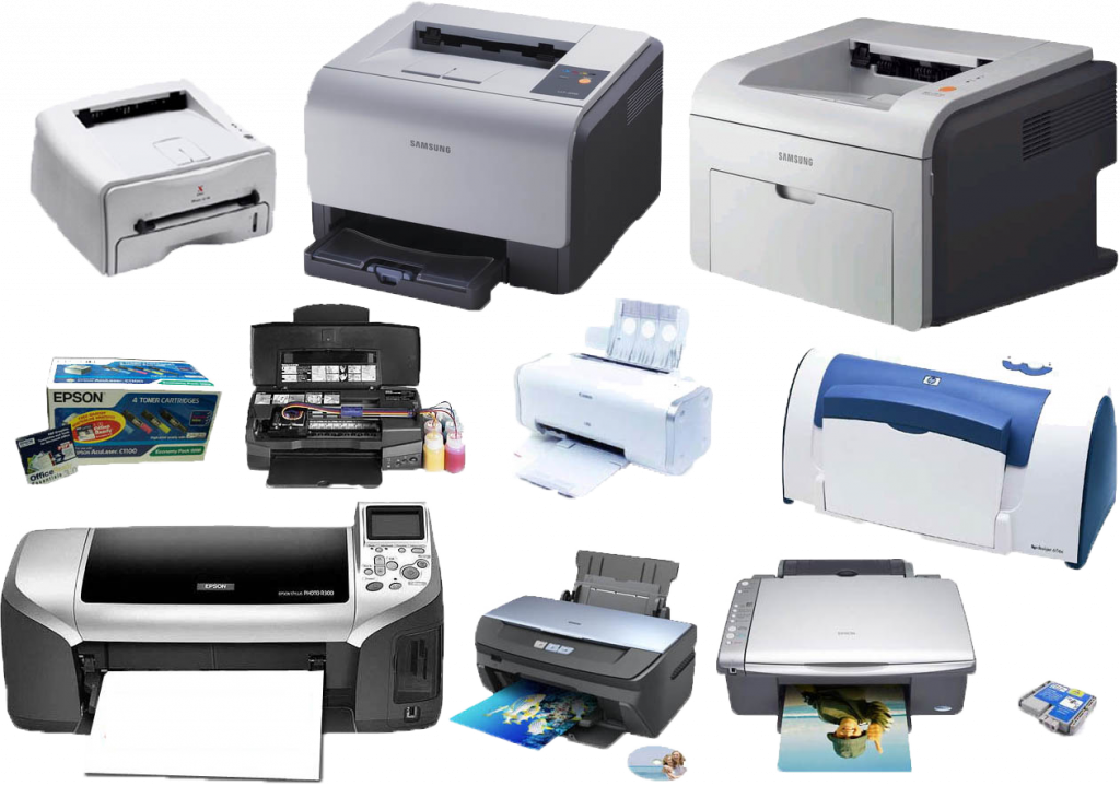 Types of printers. Офисная техника. Много принтеров. Разнообразие принтеров. Оргтехника.